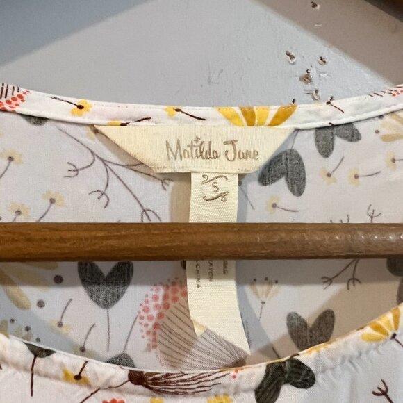 Matilda Jane Gentle Breeze Mixed Print Blouse Size Small Floral Flutter Sleeves - Picture 5 of 6